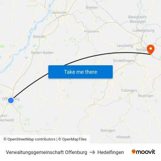 Verwaltungsgemeinschaft Offenburg to Hedelfingen map