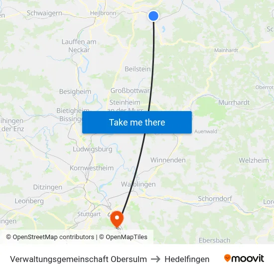 Verwaltungsgemeinschaft Obersulm to Hedelfingen map