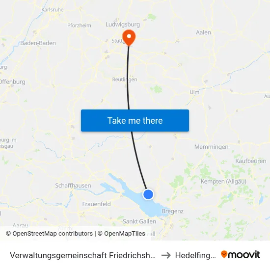 Verwaltungsgemeinschaft Friedrichshafen to Hedelfingen map