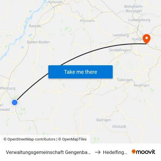 Verwaltungsgemeinschaft Gengenbach to Hedelfingen map