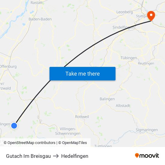 Gutach Im Breisgau to Hedelfingen map