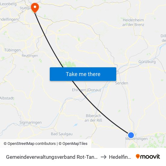 Gemeindeverwaltungsverband Rot-Tannheim to Hedelfingen map