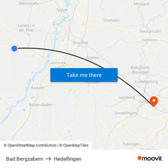 Bad Bergzabern to Hedelfingen map