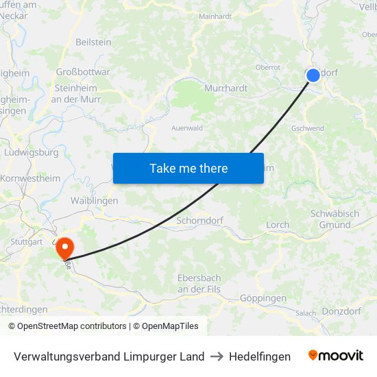 Verwaltungsverband Limpurger Land to Hedelfingen map