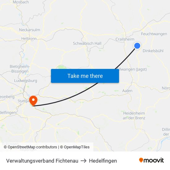 Verwaltungsverband Fichtenau to Hedelfingen map