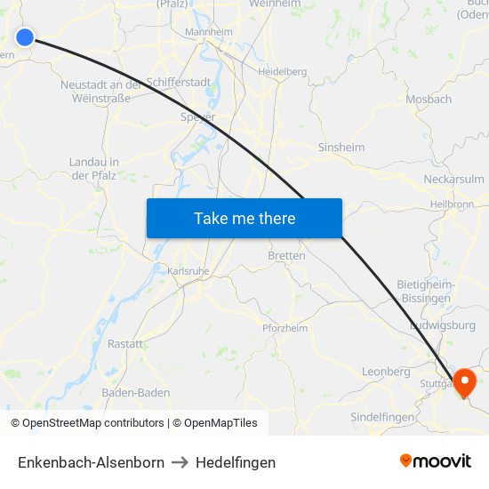 Enkenbach-Alsenborn to Hedelfingen map