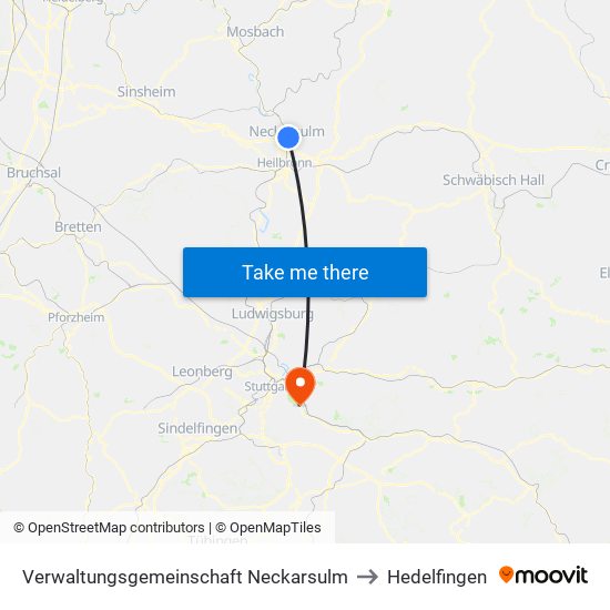 Verwaltungsgemeinschaft Neckarsulm to Hedelfingen map