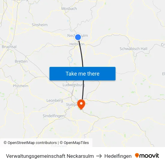 Verwaltungsgemeinschaft Neckarsulm to Hedelfingen map