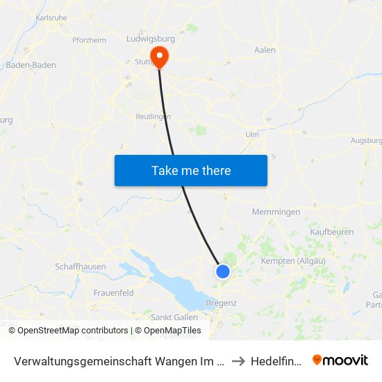 Verwaltungsgemeinschaft Wangen Im Allgäu to Hedelfingen map