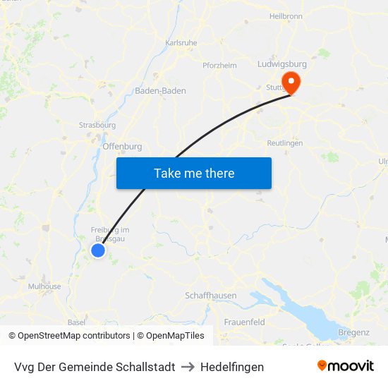 Vvg Der Gemeinde Schallstadt to Hedelfingen map