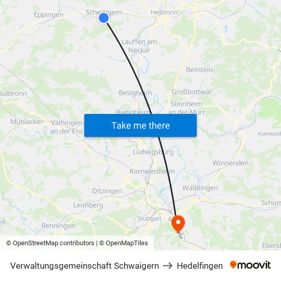 Verwaltungsgemeinschaft Schwaigern to Hedelfingen map