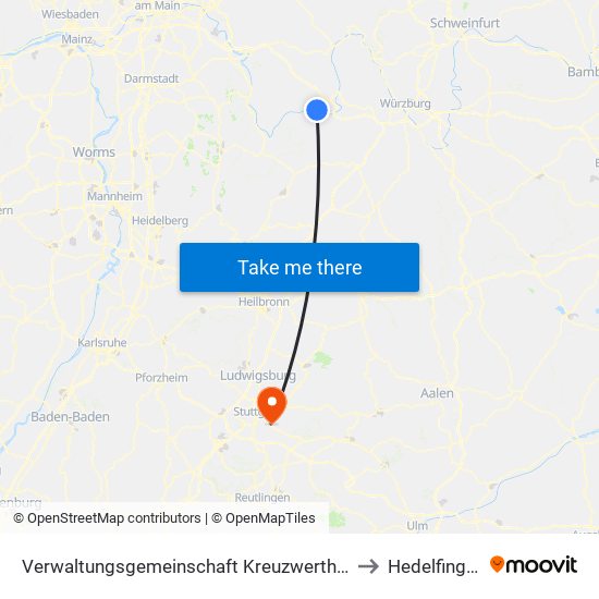 Verwaltungsgemeinschaft Kreuzwertheim to Hedelfingen map