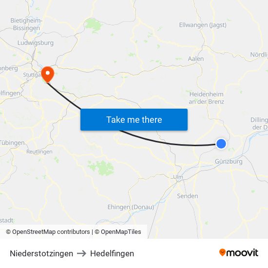 Niederstotzingen to Hedelfingen map