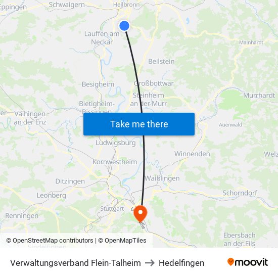 Verwaltungsverband Flein-Talheim to Hedelfingen map