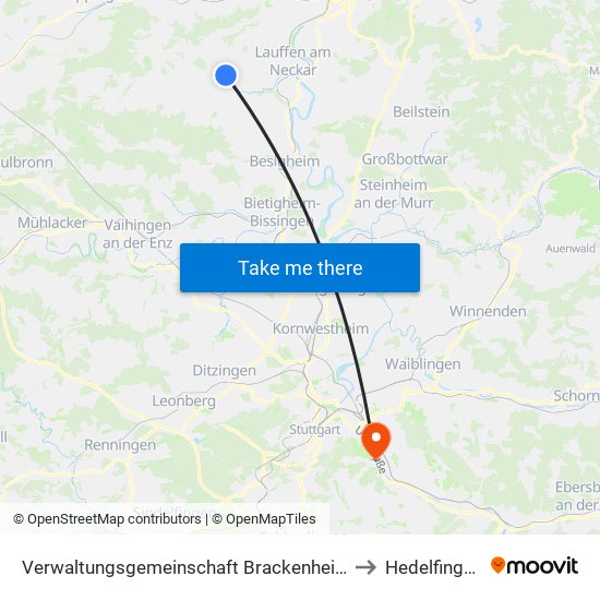 Verwaltungsgemeinschaft Brackenheim to Hedelfingen map