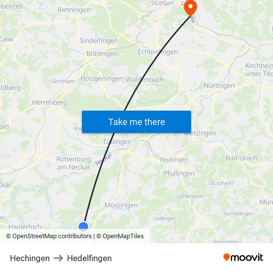 Hechingen to Hedelfingen map