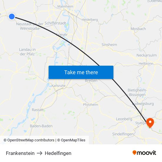 Frankenstein to Hedelfingen map