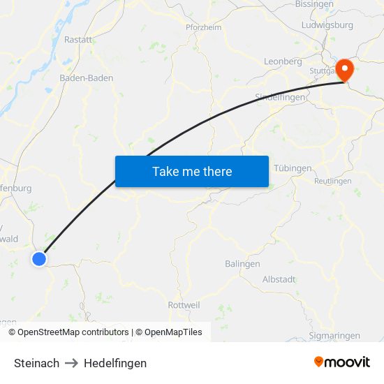 Steinach to Hedelfingen map