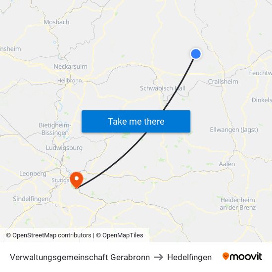 Verwaltungsgemeinschaft Gerabronn to Hedelfingen map