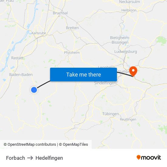 Forbach to Hedelfingen map