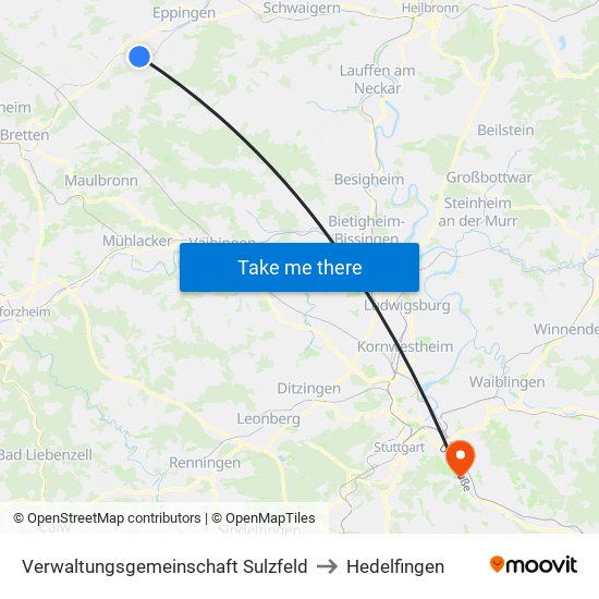 Verwaltungsgemeinschaft Sulzfeld to Hedelfingen map