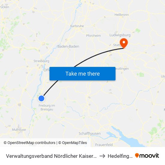 Verwaltungsverband Nördlicher Kaiserstuhl to Hedelfingen map