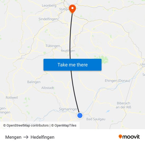 Mengen to Hedelfingen map