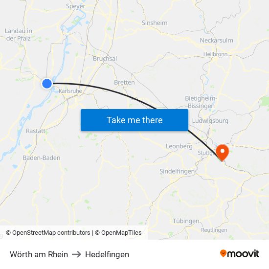 Wörth am Rhein to Hedelfingen map