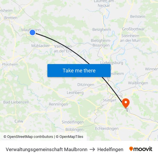 Verwaltungsgemeinschaft Maulbronn to Hedelfingen map