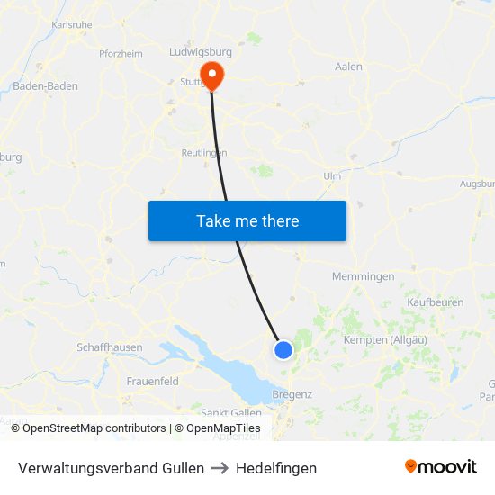 Verwaltungsverband Gullen to Hedelfingen map