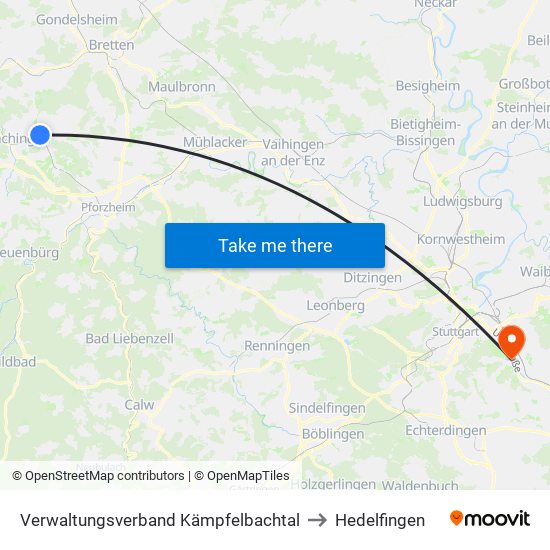 Verwaltungsverband Kämpfelbachtal to Hedelfingen map