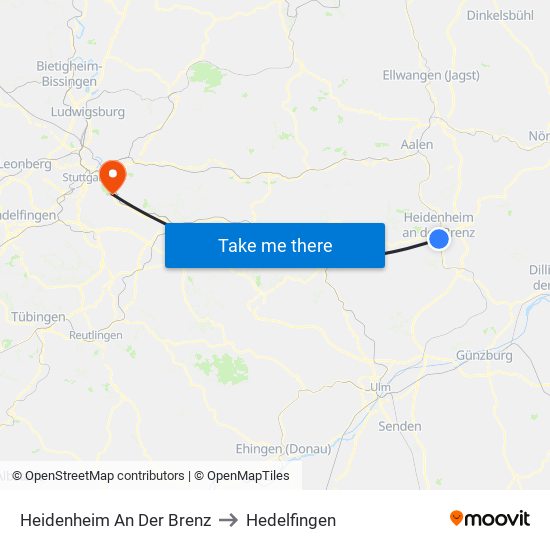 Heidenheim An Der Brenz to Hedelfingen map