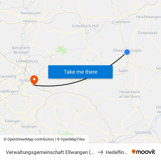 Verwaltungsgemeinschaft Ellwangen (Jagst) to Hedelfingen map