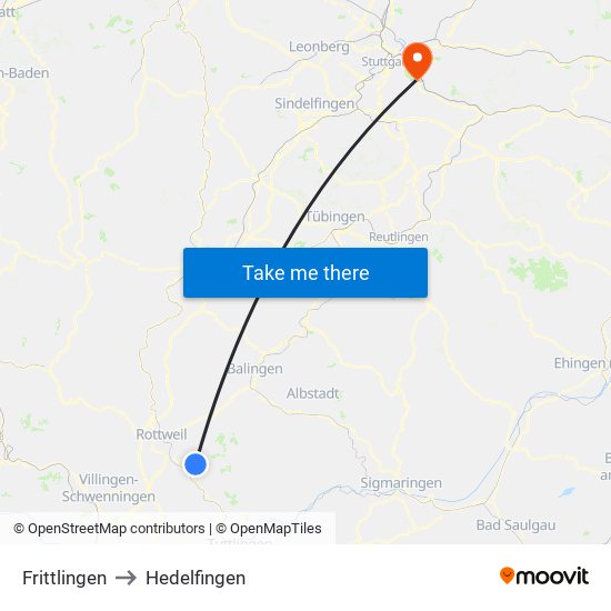 Frittlingen to Hedelfingen map