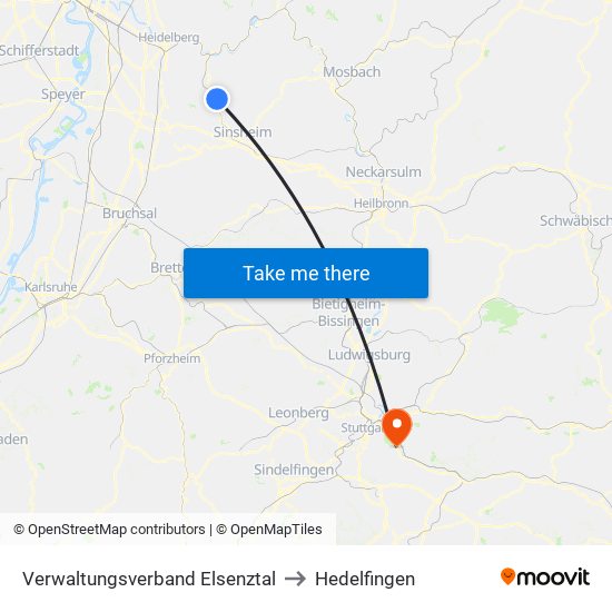 Verwaltungsverband Elsenztal to Hedelfingen map