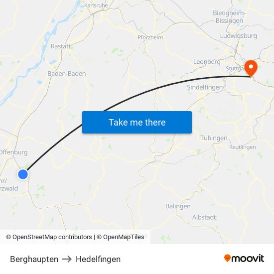 Berghaupten to Hedelfingen map