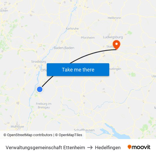 Verwaltungsgemeinschaft Ettenheim to Hedelfingen map