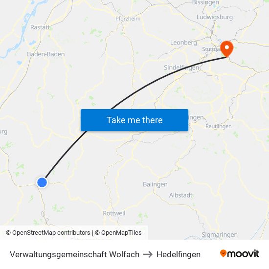 Verwaltungsgemeinschaft Wolfach to Hedelfingen map