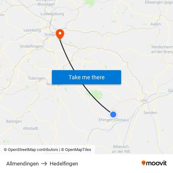 Allmendingen to Hedelfingen map