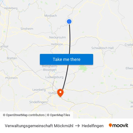 Verwaltungsgemeinschaft Möckmühl to Hedelfingen map