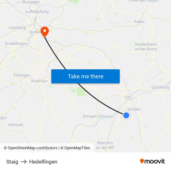 Staig to Hedelfingen map