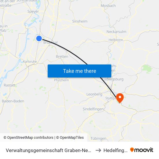 Verwaltungsgemeinschaft Graben-Neudorf to Hedelfingen map