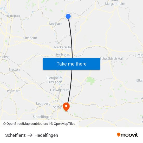 Schefflenz to Hedelfingen map