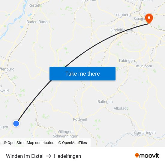 Winden Im Elztal to Hedelfingen map