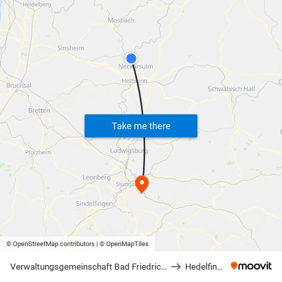 Verwaltungsgemeinschaft Bad Friedrichshall to Hedelfingen map