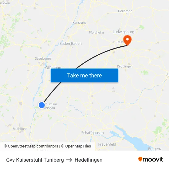 Gvv Kaiserstuhl-Tuniberg to Hedelfingen map