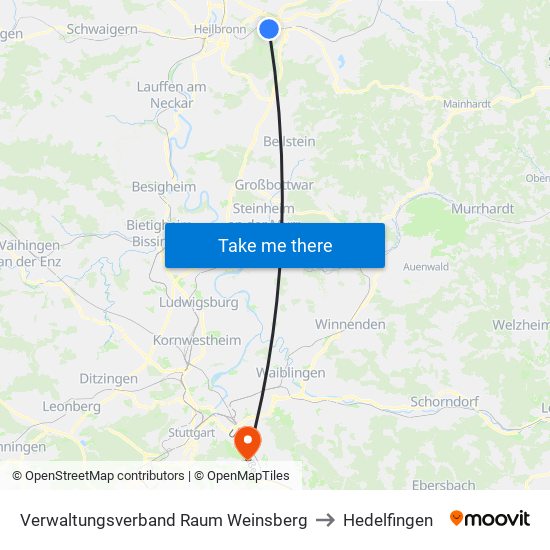 Verwaltungsverband Raum Weinsberg to Hedelfingen map