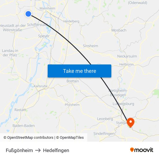 Fußgönheim to Hedelfingen map
