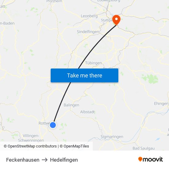 Feckenhausen to Hedelfingen map