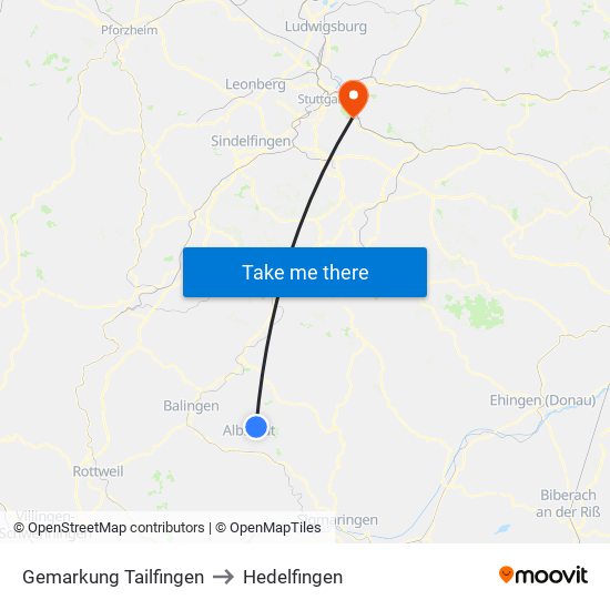 Gemarkung Tailfingen to Hedelfingen map